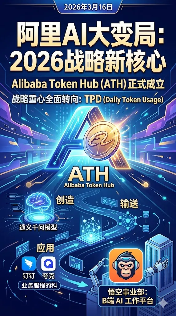 阿里巴巴成立 ATH 事业群：吴泳铭亲征，全面锚定 Token 经济